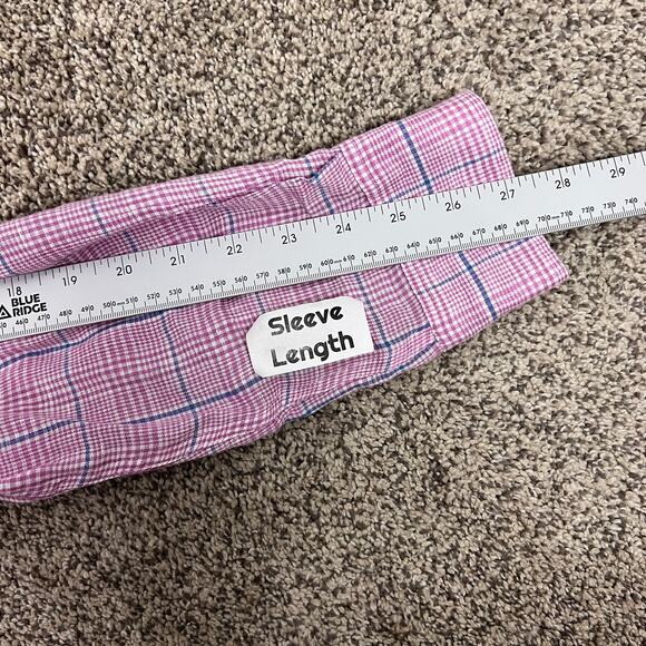 Johnnie-O Mens L Hangin Out Pink Plaid 100% Linen Coastal Resort Preppy Shirt‎ - Picture 8 of 10